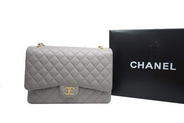 AAA Chanel Maxi Double Flaps Bag A36098 Grey Original Caviar Leather Gold Online